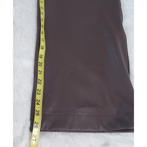Splendid Cropped Vegan Leather Ankle Wide Leg Pants Chocolate Brown Size 6 - Picture 13 of 16